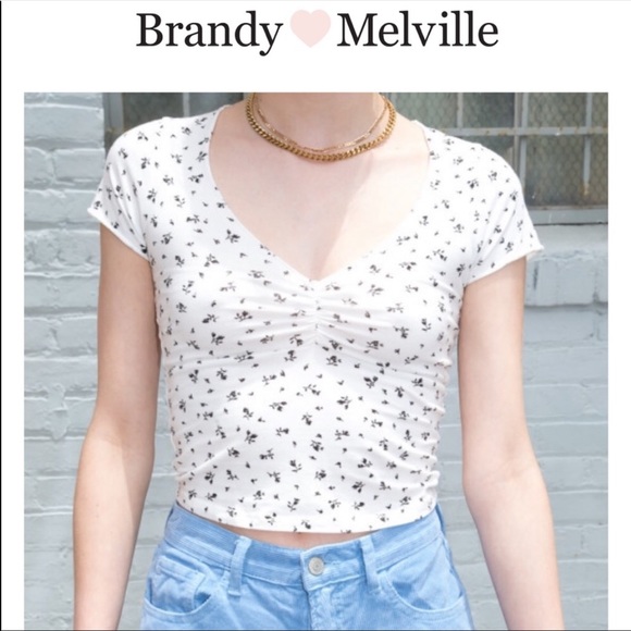Brandy Melville Tops Brandy Melville Gina Top In Ivory With Black